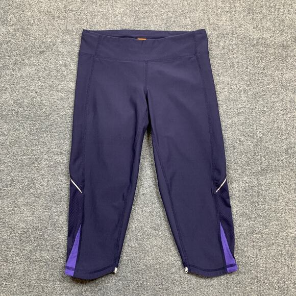 Lucy Tech Leggings Womens XS Extra Small Navy Low Rise Reflective Vented Capri - Picture 2 of 10